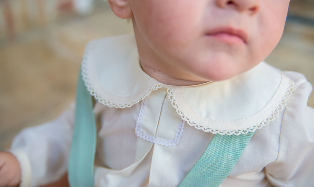 Lace detailed Peter Pan collar on toddler's dress shirt